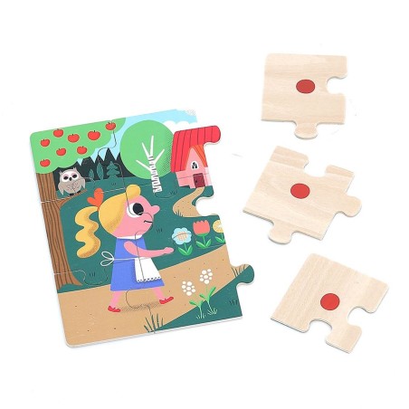 Vilac Dřevěné puzzle Zlatovláska 4 v 1