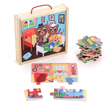 Vilac Dřevěné puzzle Zlatovláska 4 v 1