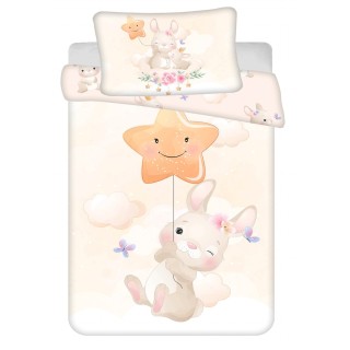 Jerry Fabrics Dětské povlečení do postýlky Bunny Star baby 100x135, 40x60 cm