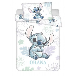 Jerry Fabrics Dětské povlečení do postýlky Lilo and Stitch Ohana White baby 100x135, 40x60 cm