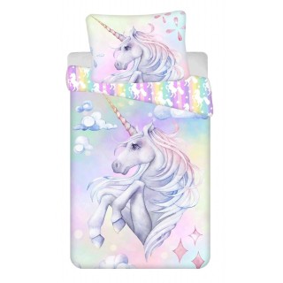 Jerry Fabrics Dětské povlečení Unicorn Pastel Rainbow 140x200, 70x90 cm