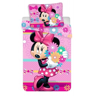Jerry Fabrics Dětské povlečení Minnie bows and flowers 140x200, 70x90 cm