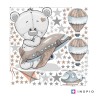Inspio Dětská samolepka na zeď Medvěd s letadlem Inspio Dětská samolepka na zeď Medvěd s letadlem