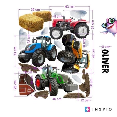 Inspio Dětská samolepka na zeď Traktory Inspio Dětská samolepka na zeď Traktory