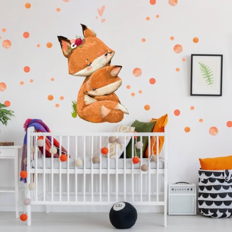 Inspio Dětská samolepka na zeď Objímající se lišky Inspio Dětská samolepka na zeď Objímající se lišky