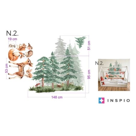 Inspio Dětská samolepka na zeď Les plný zvířat Inspio Dětská samolepka na zeď Les plný zvířat