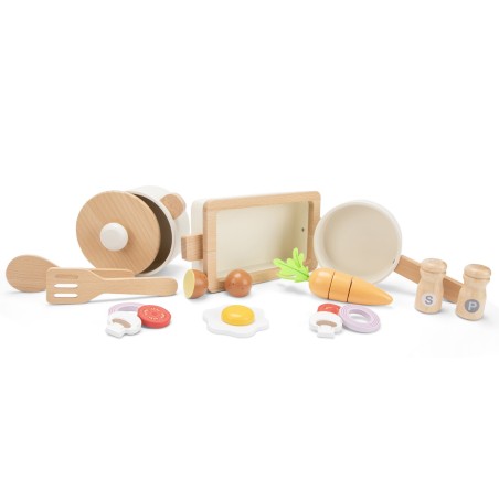 Woet by New Classic Toys Dřevěná sada pánve, pekáče a hrnce Woet by New Classic Toys Dřevěná sada pánve, pekáče a hrnce