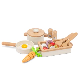 Woet by New Classic Toys Dřevěná sada pánve, pekáče a hrnce
