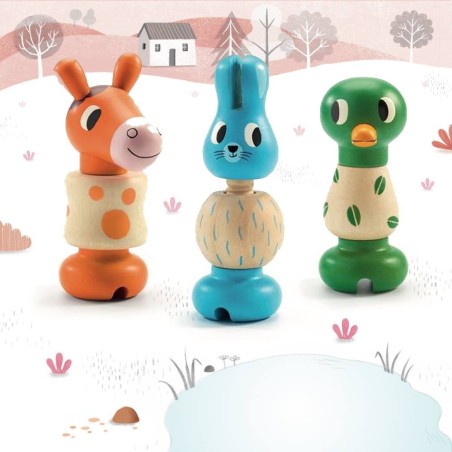 Djeco Dřevěná TRIO šroubovací zvířátka Djeco Dřevěná TRIO šroubovací zvířátka