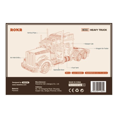 RoboTime dřevěné 3D puzzle Americký tahač