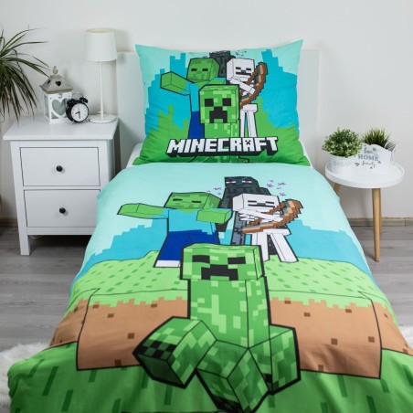 Jerry Fabrics Dětské povlečení Minecraft Mobs Here 140x200, 70x90 cm