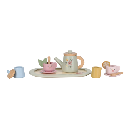 Little Dutch Dřevěný čajový set s květinovým potiskem