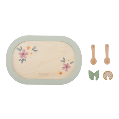 Little Dutch Dřevěný čajový set s květinovým potiskem