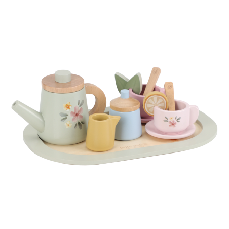 Little Dutch Dřevěný čajový set s květinovým potiskem