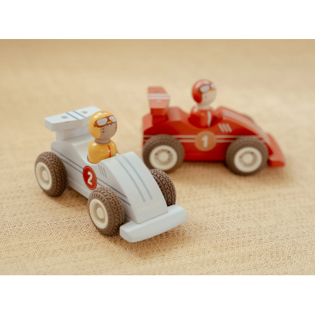 Little Dutch Dřevěná závodní autíčka na setrvačník