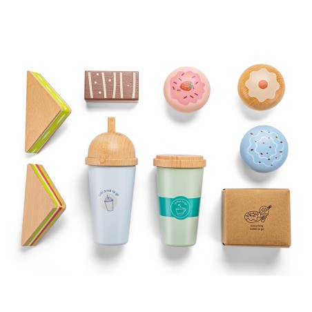 Woet by New Classic Toys Dřevěná herní sada káva sebou