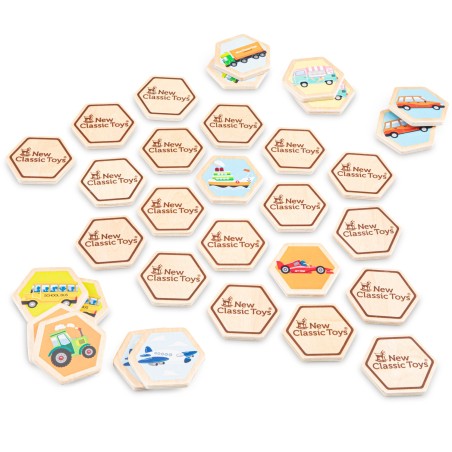 Woet by New Classic Toys Dřevěné pexeso dopravní prostředky