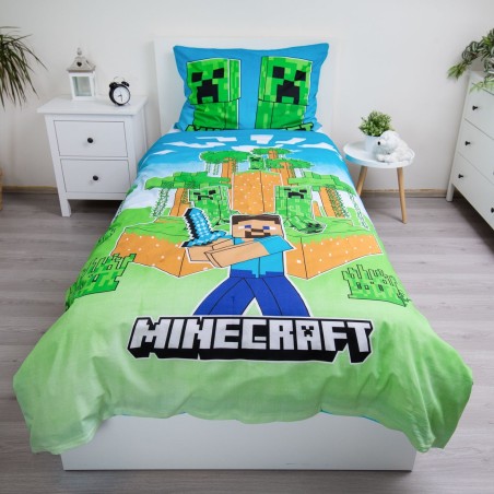 Jerry Fabrics Dětské povlečení Minecraft Jungle Fight svítící efekt 140x200, 70x90 cm