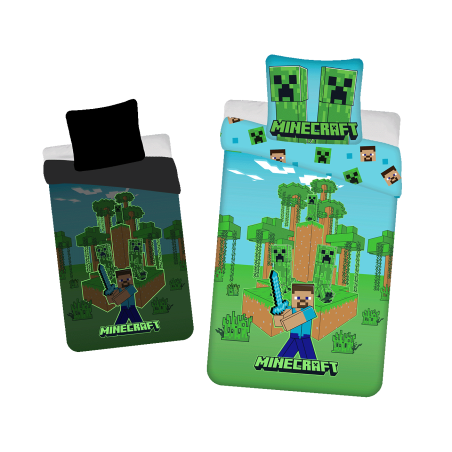Jerry Fabrics Dětské povlečení Minecraft Jungle Fight svítící efekt 140x200, 70x90 cm