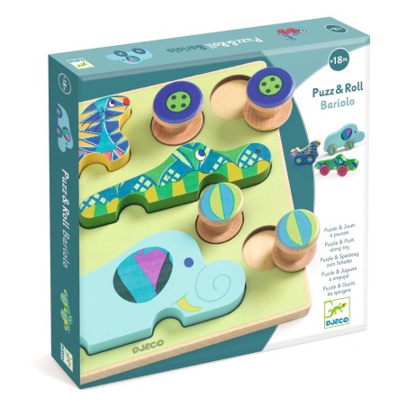 DJECO Vkládací puzzle Puzz & Roll Zvířátková autíčka
