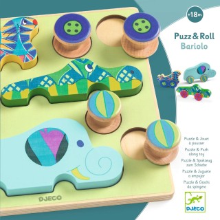 DJECO Vkládací puzzle Puzz & Roll Zvířátková autíčka