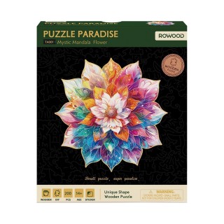 RoboTime Dřevěné puzzle Květinová mandala