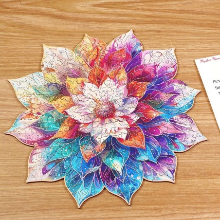 RoboTime Dřevěné puzzle Květinová mandala