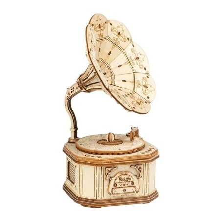 RoboTime 3D dřevěná skládačka Starožitný gramofon