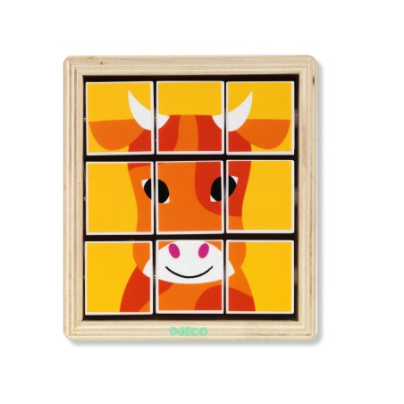 DJECO Otáčivé dřevěné puzzle Animoroll Farma