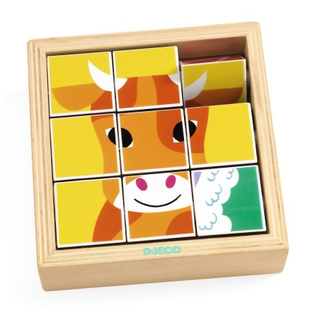 DJECO Otáčivé dřevěné puzzle Animoroll Farma