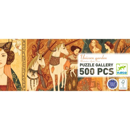 DJECO Puzzle zahrada s jednorožcem 500 dílků