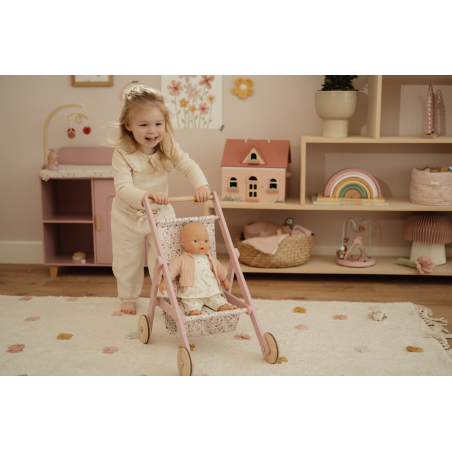 Little Dutch Dřevěný kočárek pro panenky golfky Pink