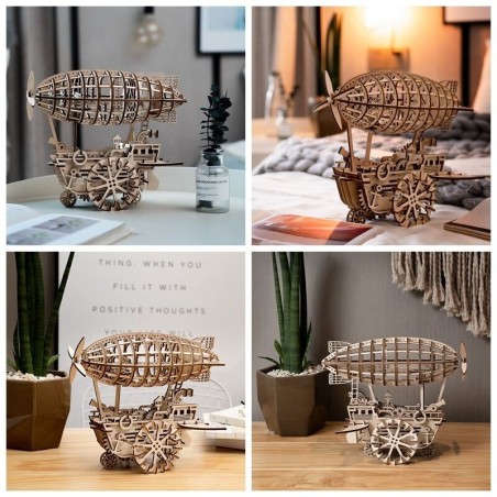 RoboTime 3D dřevěné mechanické puzzle Fantastická vzducholoď