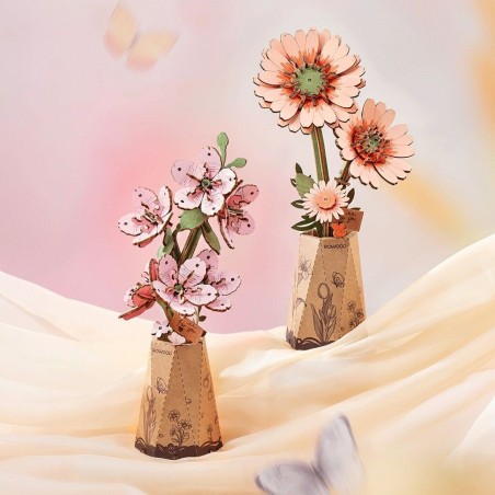 RoboTime 3D dřevěná skládačka Oranžová gerbera