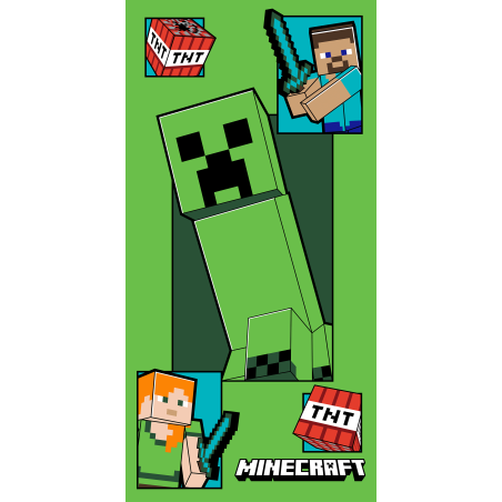 Jerry Fabrics Dětská bavlněná osuška Minecraft Creeper Coming 70x140 cm