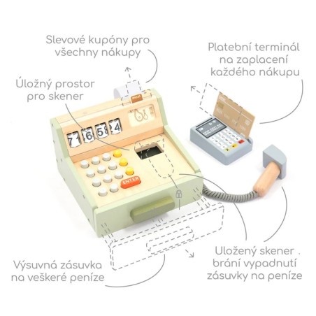UMU Dřevěná pokladna s příslušenstvím