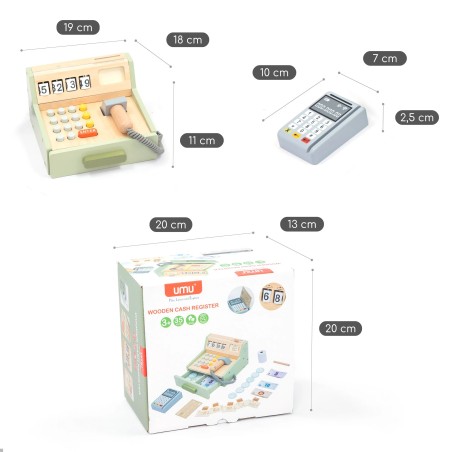 UMU Dřevěná pokladna s příslušenstvím