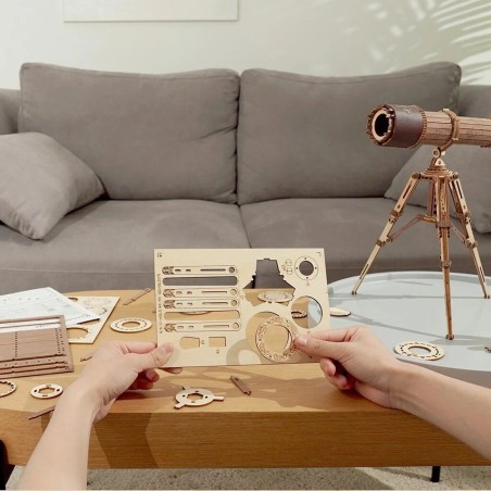 RoboTime 3D dřevěné mechanické puzzle Pirátský dalekohled