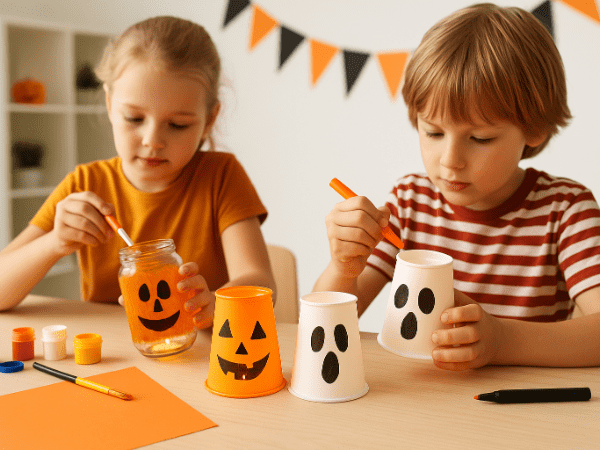 Halloweenské lucerničky z kelímků či zavařovaček – třeba s LED svíčkou