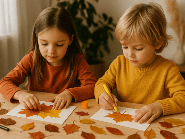Podzimní pohlednice pro babičku a dědečka – kombinace výtvarné činnosti a milého gesta