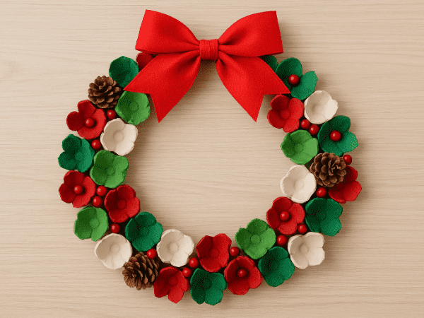 Vánoční věnec z obalů od vajíček – originální, levné a nápadité tvoření s dětmi