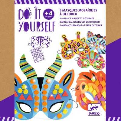 Kreativní masky na karneval pro děti zdobené mozaikou