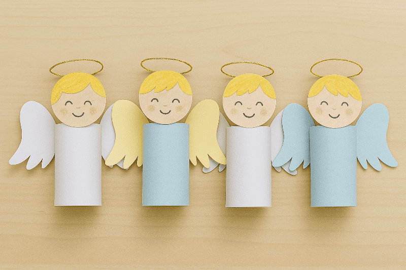 Hotoví papíroví andílci – vánoční dekorace od dětí
