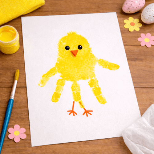 Kuřátko z otisku ruky – velikonoční tvoření pro malé děti