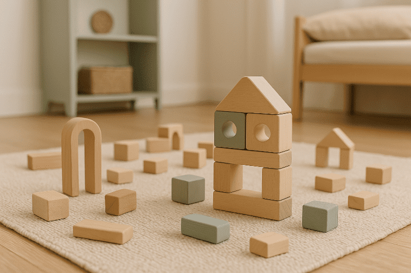 Dítě tvoří, maluje a staví – rozvojové a vzdělávací hračky podporující fantazii.