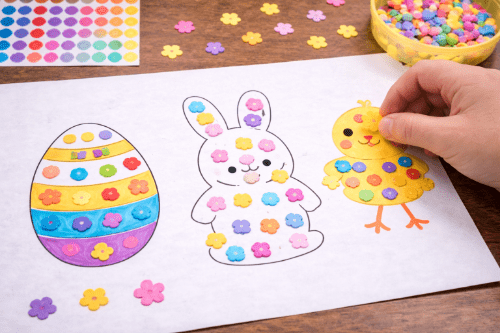 Samolepkové velikonoční obrázky – tvoření pro děti bez nepořádku