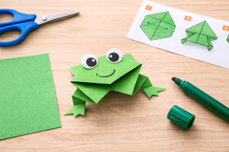 Skákající papírová žabka – origami z papíru pro děti