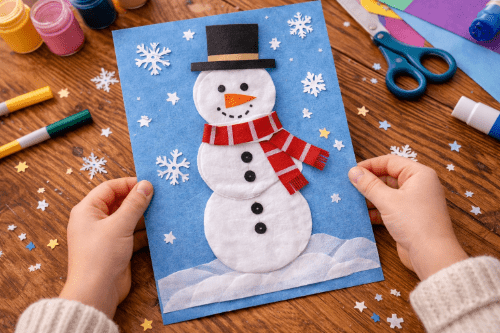 Sněhulák jako jednoduché zimní tvoření pro děti doma
