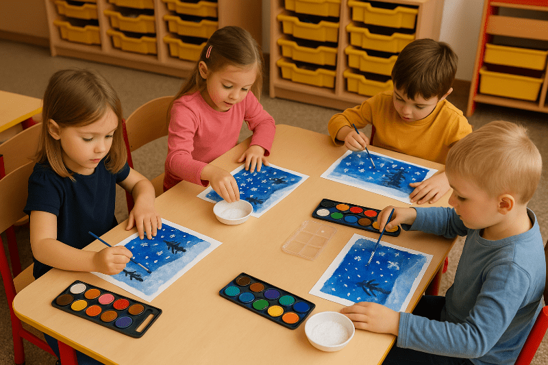 Zimní výtvarné tvoření v mateřské škole