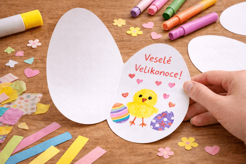 Papírové velikonoční vajíčko s tajným vzkazem a obrázkem uvnitř